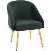 Shiraz Accent Chair in Green Velvet & Gold Steel